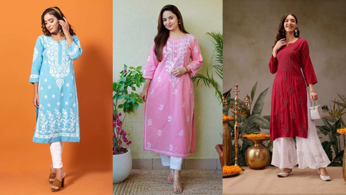 Embroidered Chikankari Kurtis in Kannada